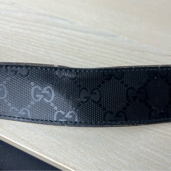 Gucci Men’s Belt Size 85 - 34 GG Supreme & Interlocking G Logo Black - Picture 10 of 17